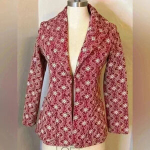 Vintage Handmade Red Patterned Suit Jacket Fits Like a‎ Small